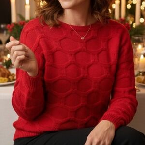 Via Vitale M/L Italy Old Money Quiet Luxury Contemporary Holiday 3D Knit Sweater